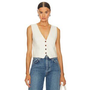 L*SPACE Rhodes Cream Linen Cotton Blend Vest, Size M